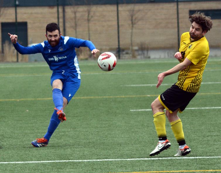 Jordan Thomas - bagged four goals for Merlins Bridge against Herbrandston